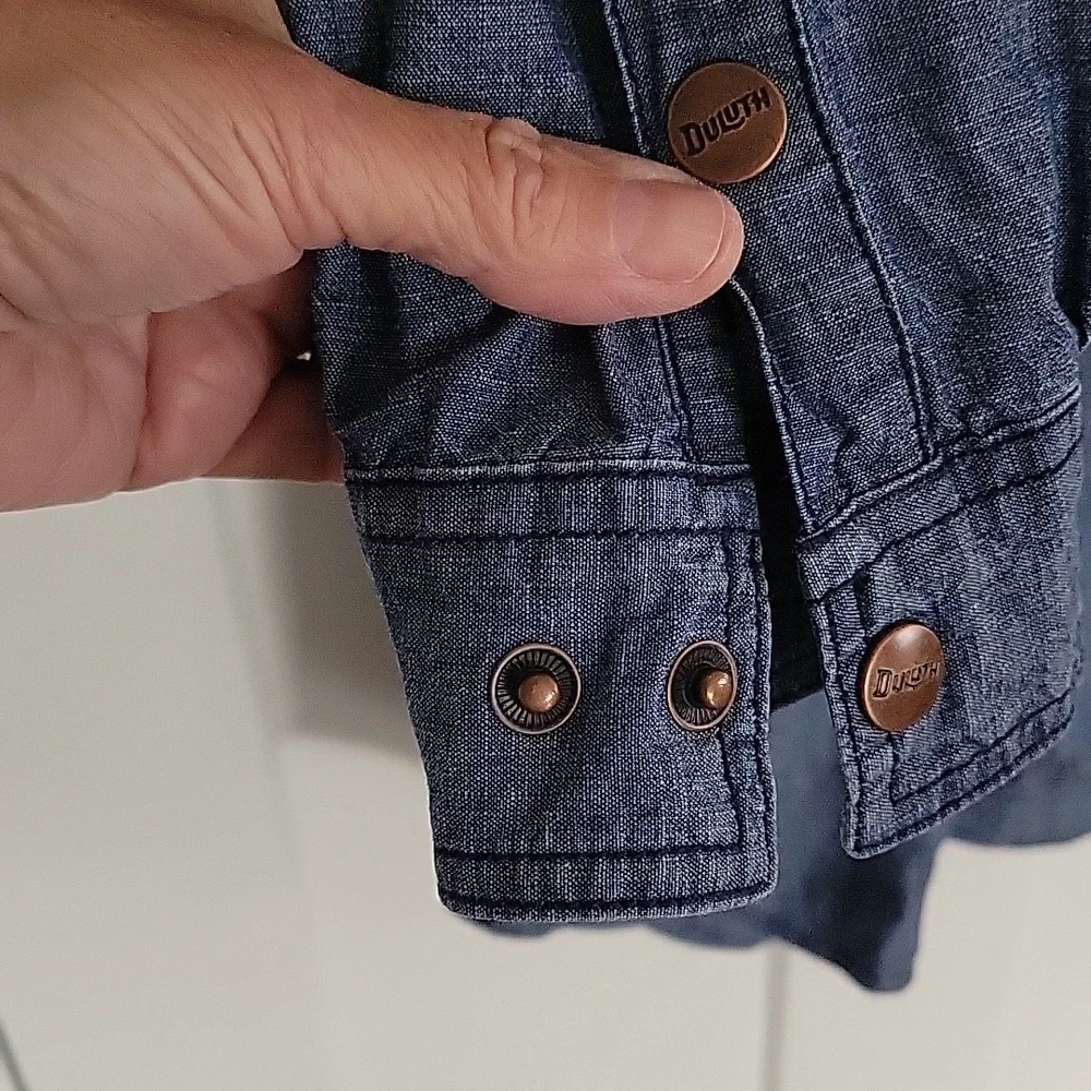 Duluth Trading Organic Cotton Rootstock Denim Long Sleeve Gardening Dress SZ XS - Picture 5 of 14